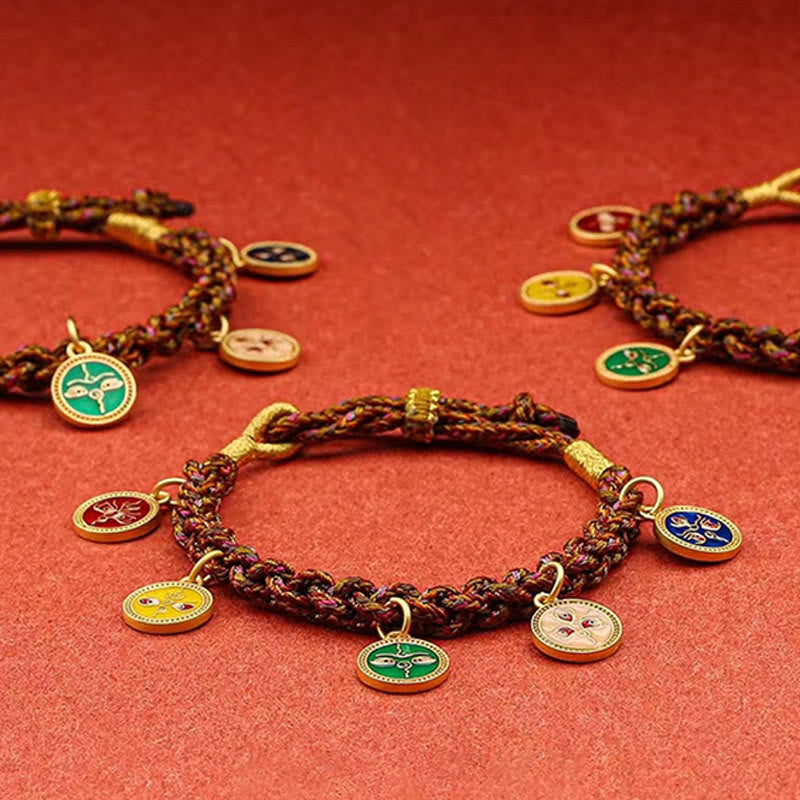 Five Gods of Wealth Spiritual String Bracelet 14k Gold