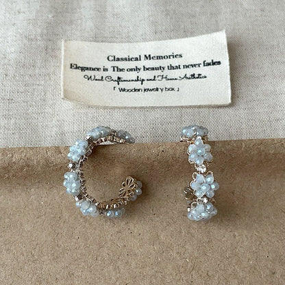 Floret Hoop Earrings in Blue