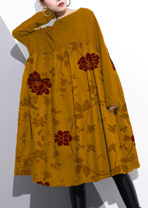 Gold Shift Dress Cotton Clothing Dress