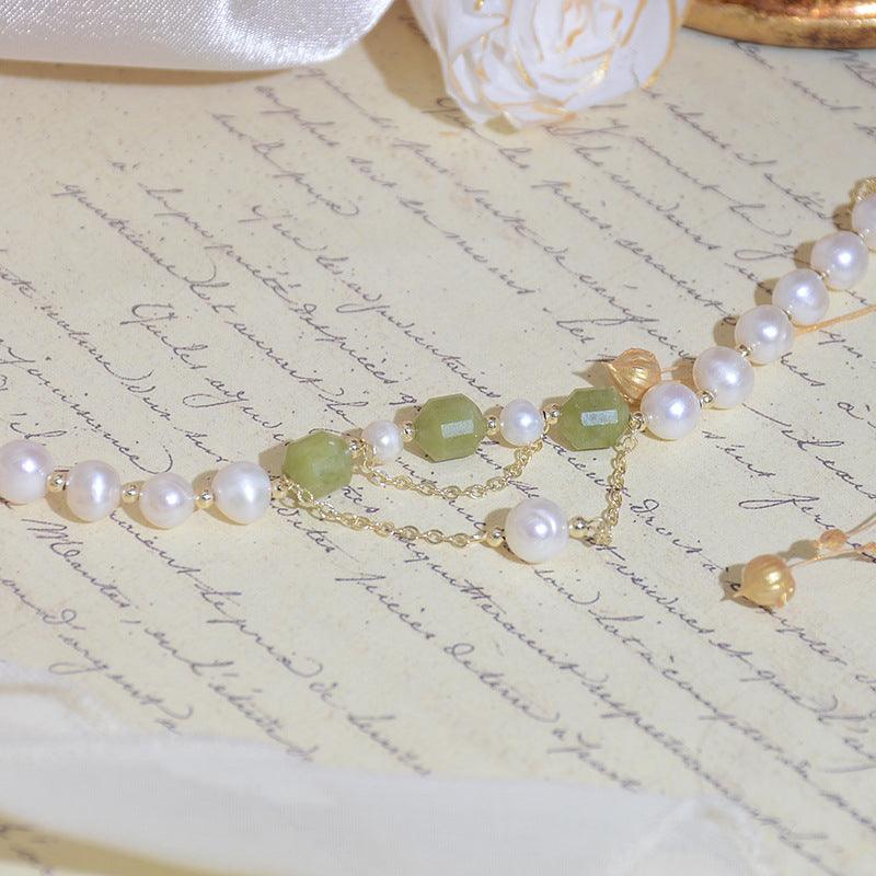 Grape Jade and Pearl Bracelet