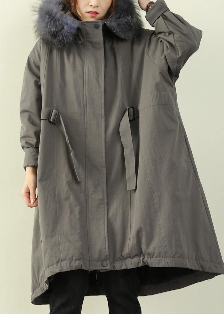Gray Stitching Waist Ming Cloak Padded Coat
