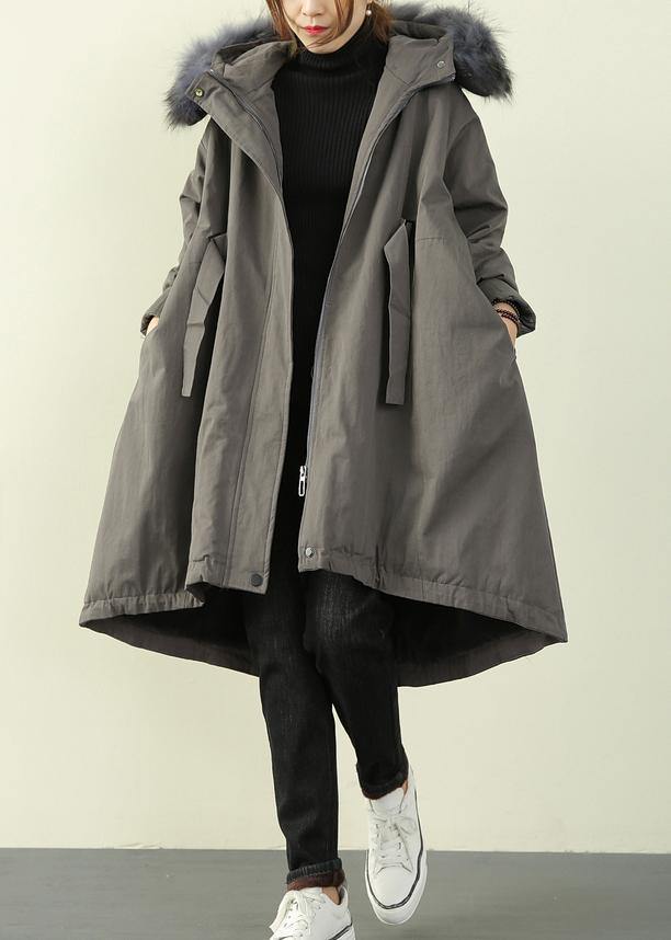 Gray Stitching Waist Ming Cloak Padded Coat