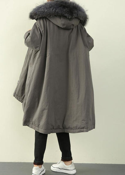 Gray Stitching Waist Ming Cloak Padded Coat
