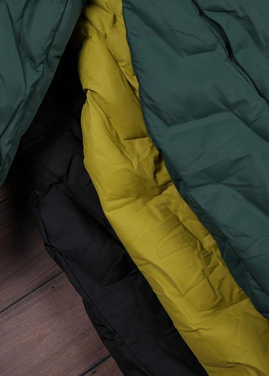 Green Down Coat Winter Oversize Hooded Winter Jacket Asymmetric Warm Winter Outwear