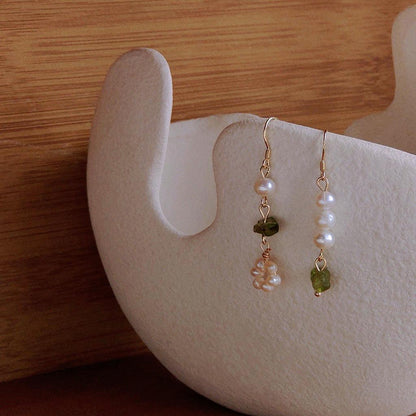 Anya Green Quartz Pearl Earrings