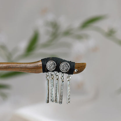 Green Sandalwood Silver Chinese Hairpin for Harmony & Longevity