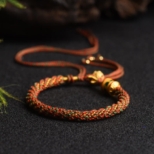 Handmade Tibetan Red String Luck Prayer Wheel Bracelet