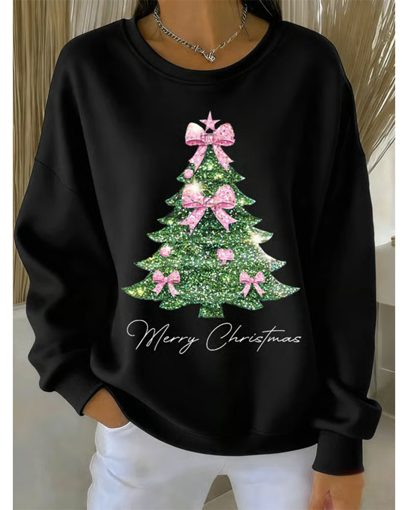 Sweatshirt with Christmas Print and Long Sleeves