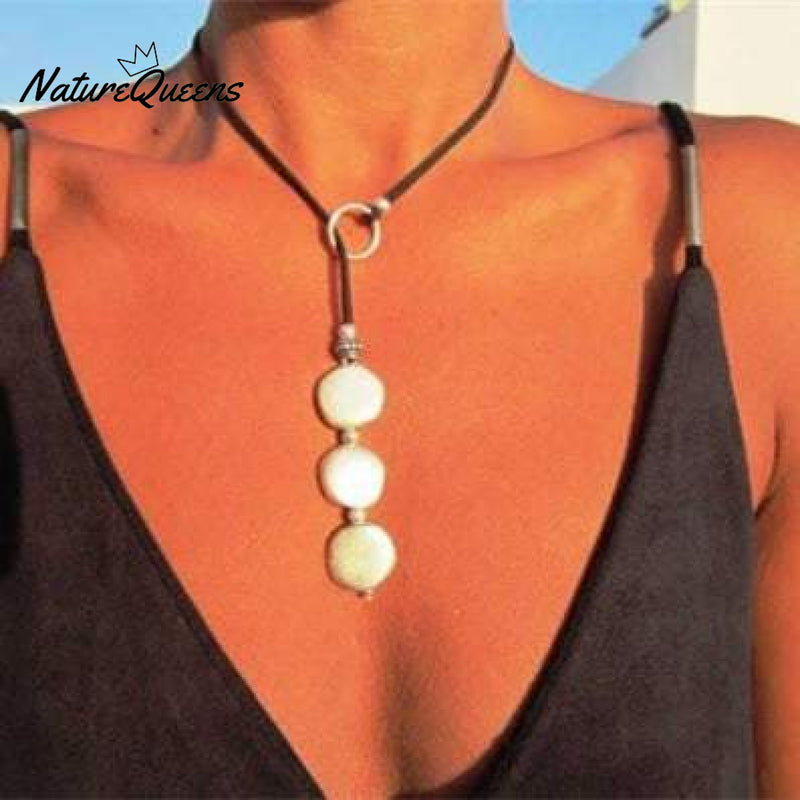 Multi-round Alloy Cowhide Rope Necklace