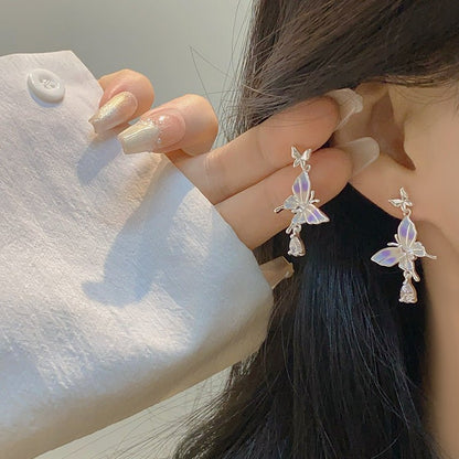 Lilac Butterfly Drop Earrings