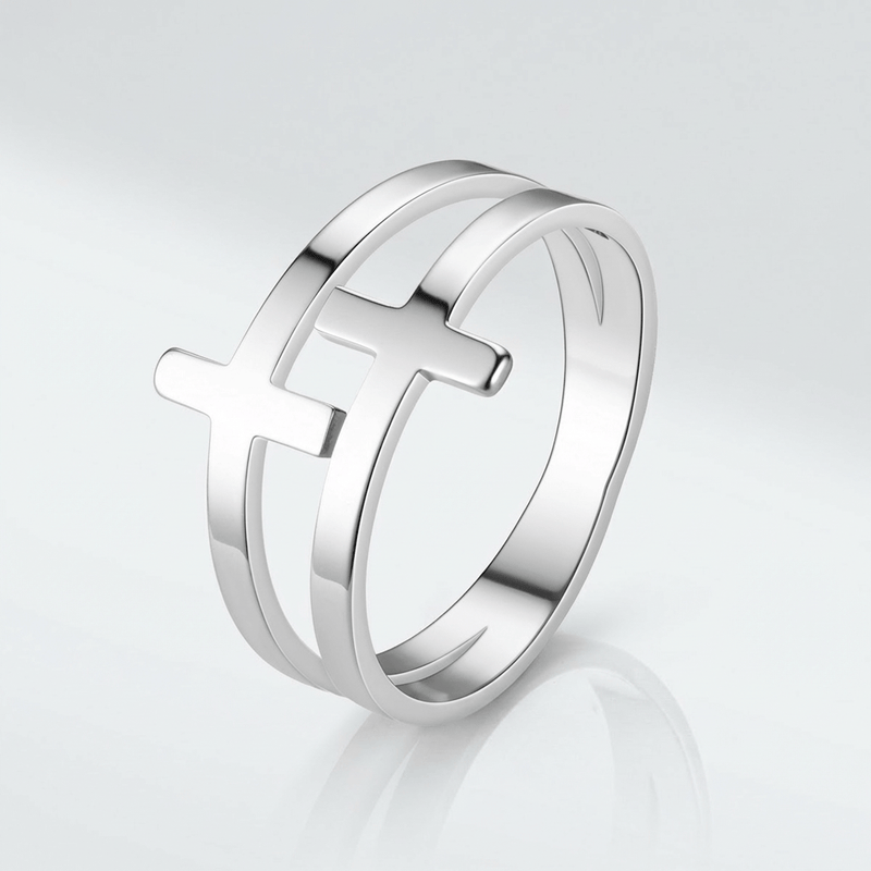 Grace Double Cross Silver Ring