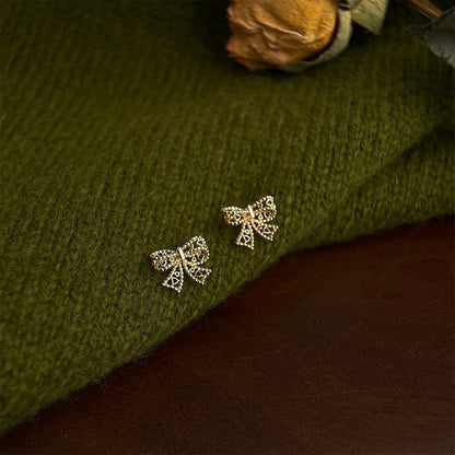 Lovelace Bow Earrings in Gold