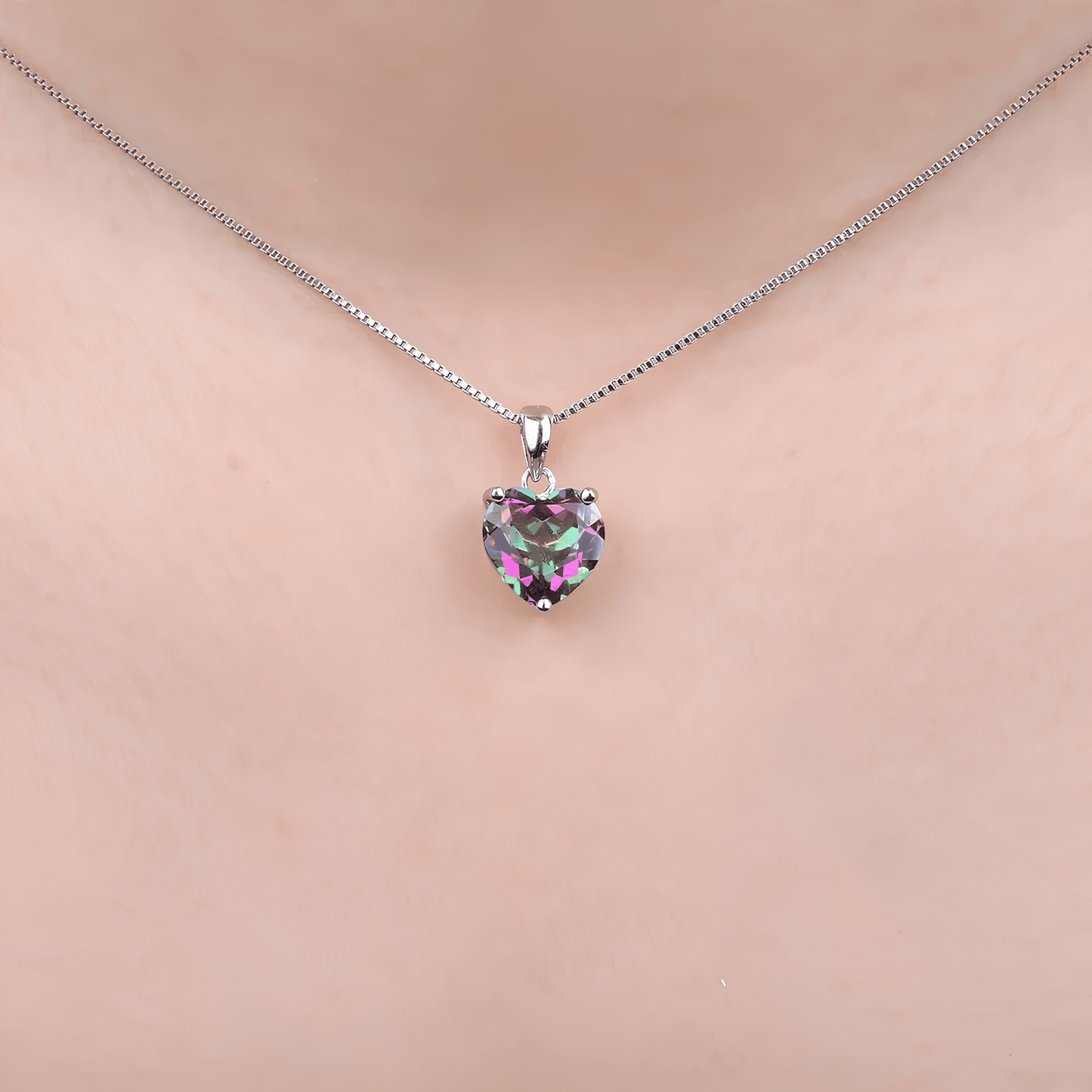 Heart of Healing Light Rainbow Topaz Necklace