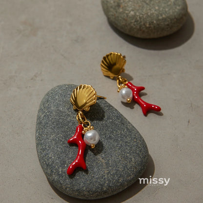 Jasper Cross Pearl Drop Earrings