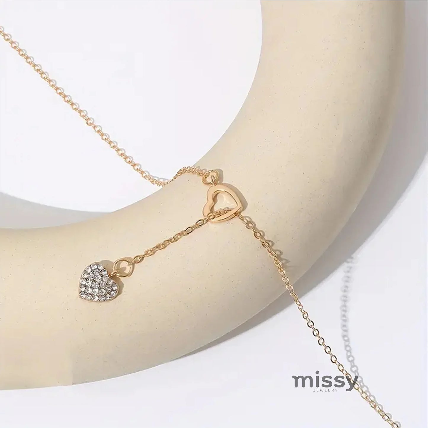 Jaylyn Rhinestone Heart Necklace