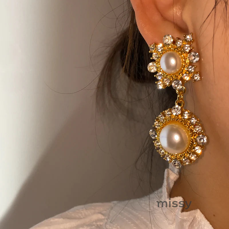 Jemimah Pearl Diamond Drop Earrings