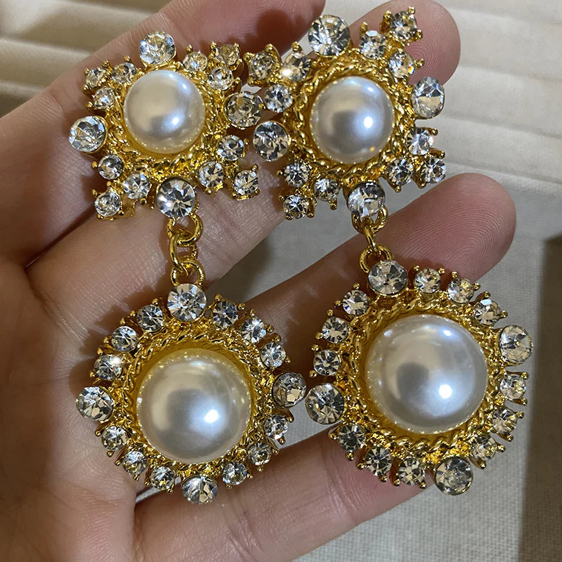 Jemimah Pearl Diamond Drop Earrings