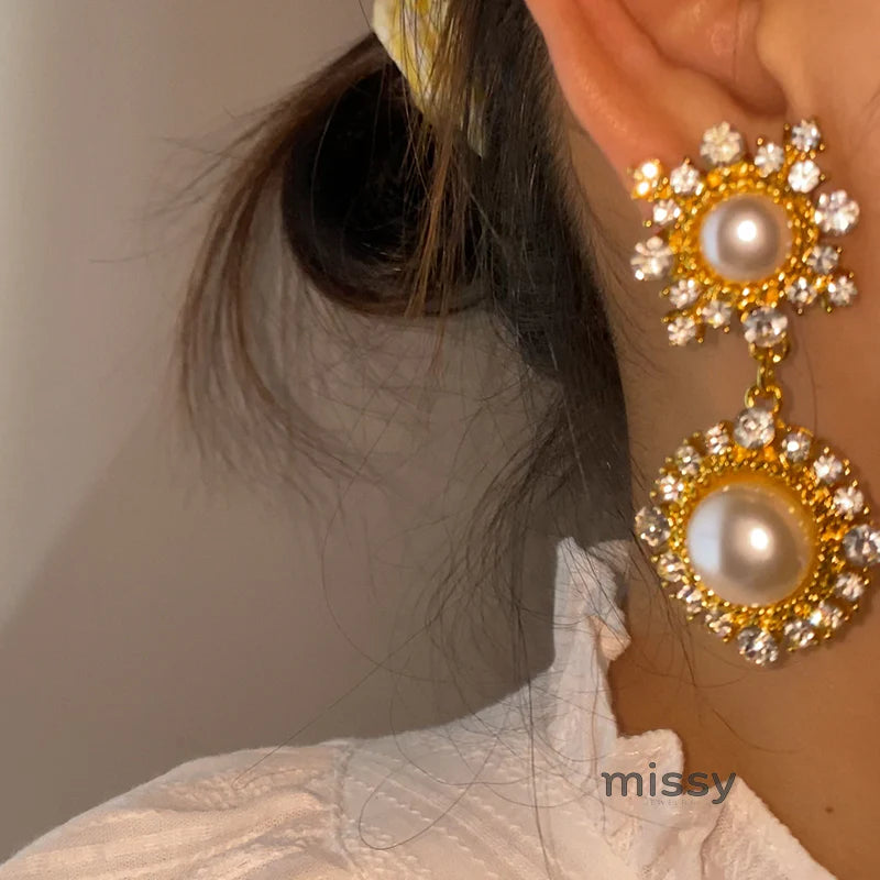 Jemimah Pearl Diamond Drop Earrings