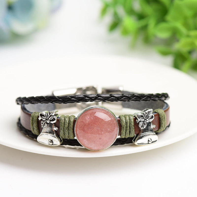 Mixed Crystal Spiritual Bracelet With Metal Snap Closure