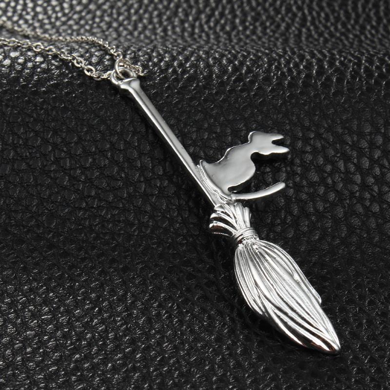Flying Witch Cat Necklace
