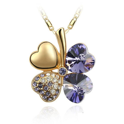 Four Leaves Clover Heart Necklace