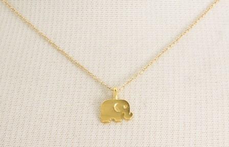 Gold Elephant Pendant Necklace With Charm Card
