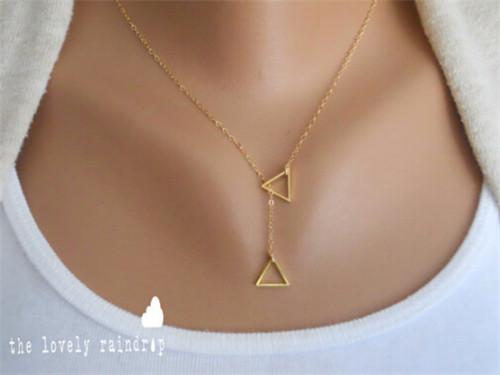 Gold Multilayer Long Strip Pendant Necklace