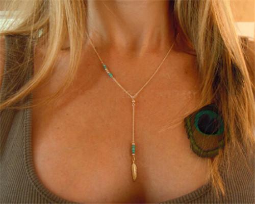Gold Multilayer Long Strip Pendant Necklace