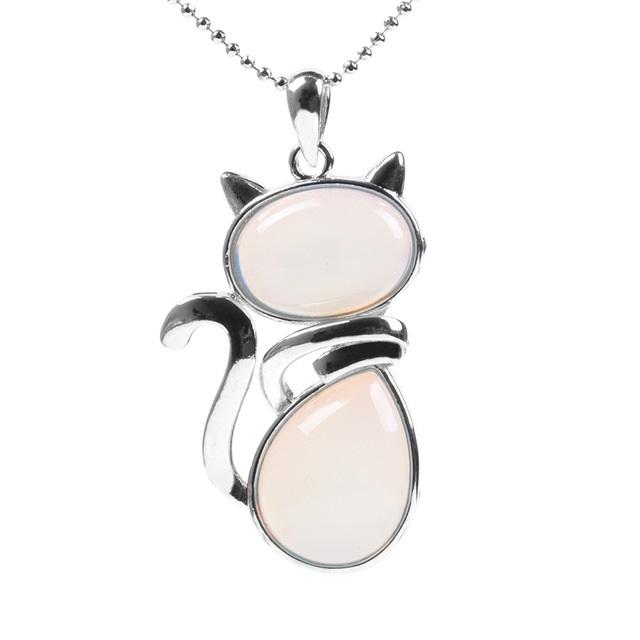 Natural Stone Cat Necklace