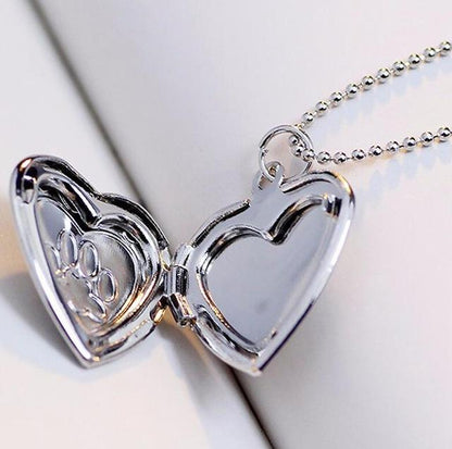 Paw Heart Locket Necklace