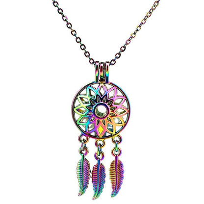 Rainbow Dream Catcher Essential Oil Diffuser Necklace