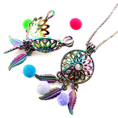 Rainbow Dream Catcher Essential Oil Diffuser Necklace