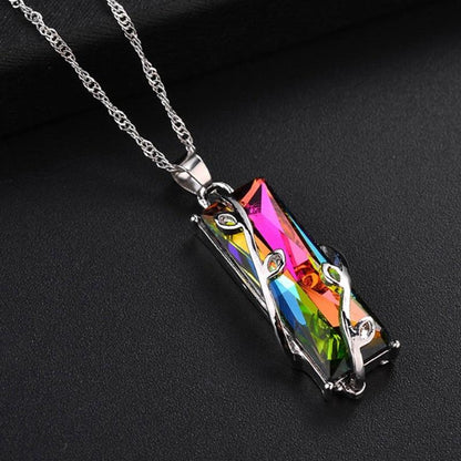Rainbow Glass Leaves Necklace