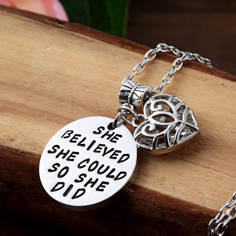 She Believed Inspirational Necklace