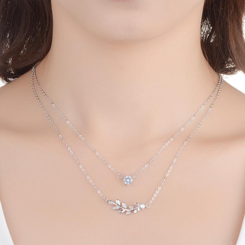 Sparkling Leaf Silver Necklace