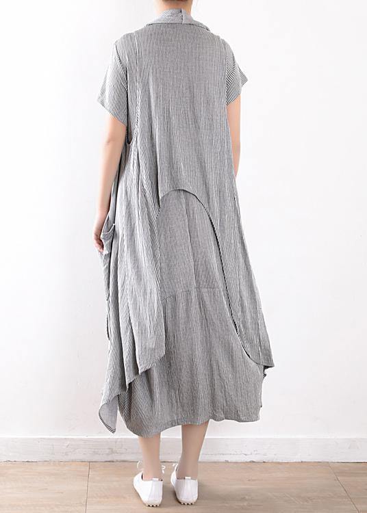 New Gray Linen Two Pieces Sleeveless Cardigans and O Neck Maxi Dress