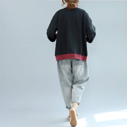 New Autumn Winter Black Patchwork Cotton Short Coat Outwear
