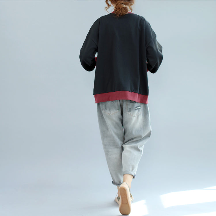 New Autumn Winter Black Patchwork Cotton Short Coat Outwear