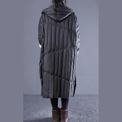 New Black Outfits Hooded Drawstring Down Jacket Pockets Down Coat