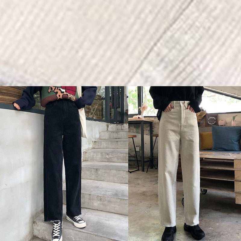 New Fall Wide Leg Pants Wild Corduroy Trousers