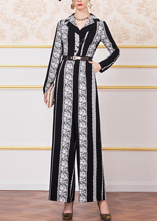 New Striped Jumpsuit Pants Wild Long Sleeve Jumpsuit