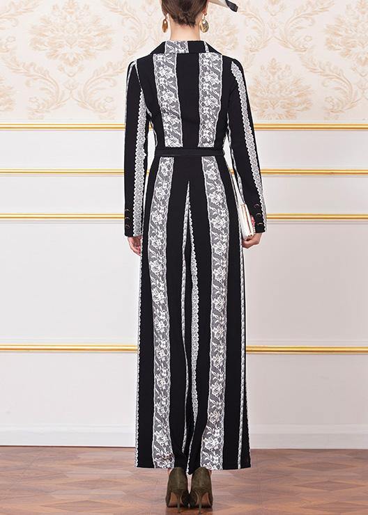 New Striped Jumpsuit Pants Wild Long Sleeve Jumpsuit
