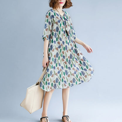 Original Designed Print Holiday Dress O Neck Short Sleeve Bridesmaid Dress Baggy Dresses Maxi Dresses