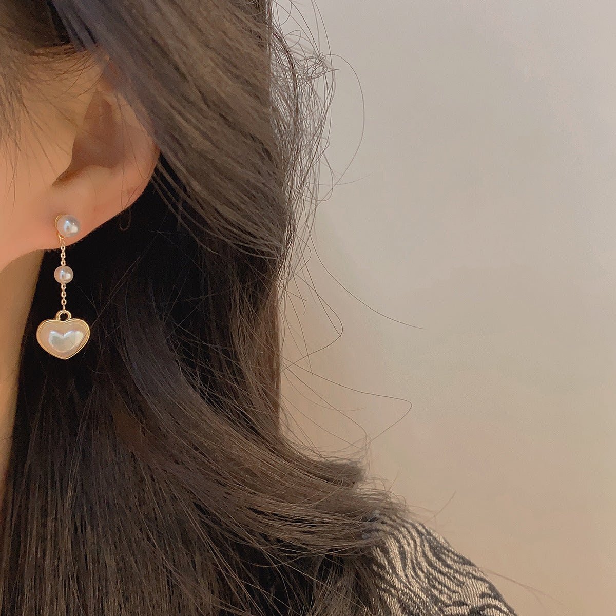 [sample ] Pearl Heart Earrings