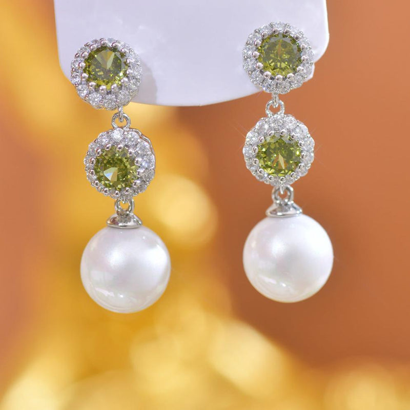 Peridot Pearl Earrings