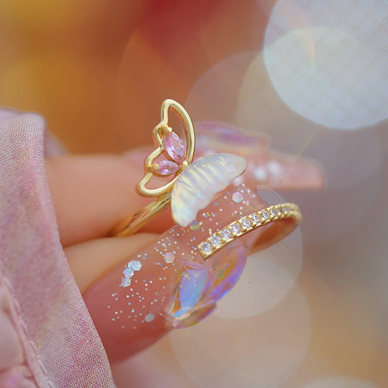 Chrissy Pink Butterfly Ring