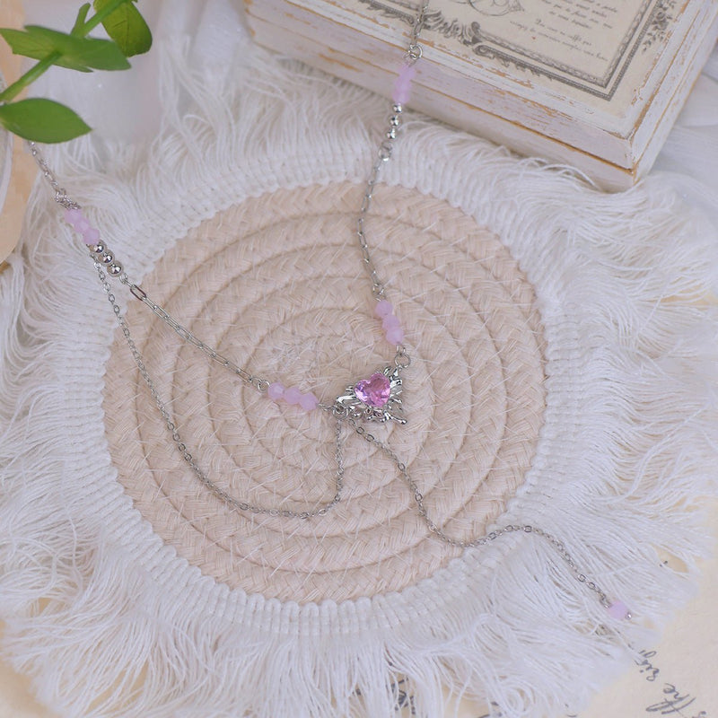 Athena Pink Heart Necklace