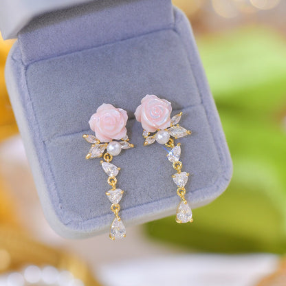 Talia Pink Rose Drop Earrings