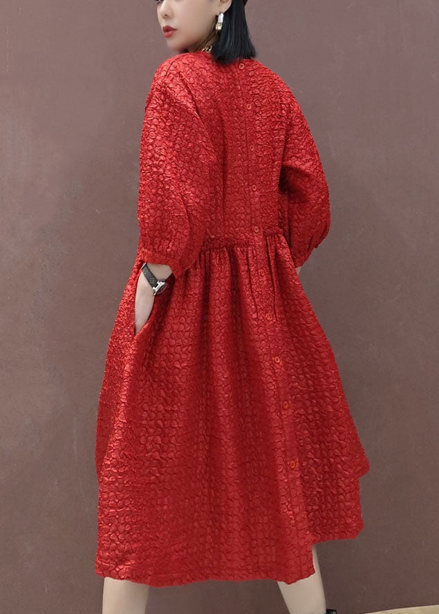 Red O-neck a Line Skirts Spring