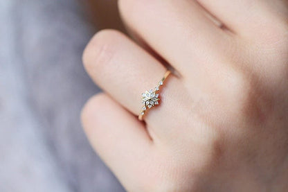 14k Gold Sterling Silver Snowflake Ring